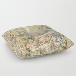 Antique 17th Century Romantic Warrior Italian Tapestry Floor Pillow