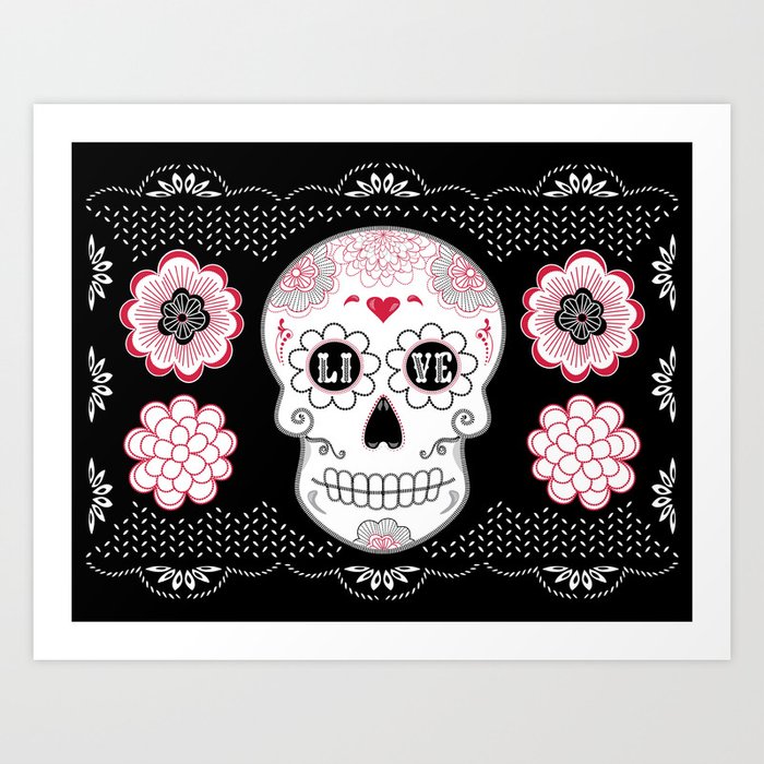 Sugar Skull Papel Picado Day Of The Dead Art Print By Citlalicreative Society6