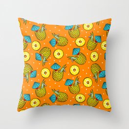 pineapple cocktails - orange Throw Pillow