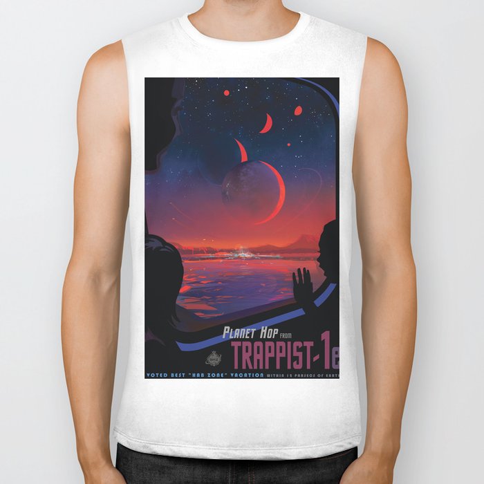 Nasa Retro Space Travel Poster 13 Trappist 1e Biker Tank By Fineearthprints