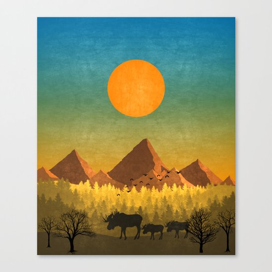 Deer road trip Canvas Print