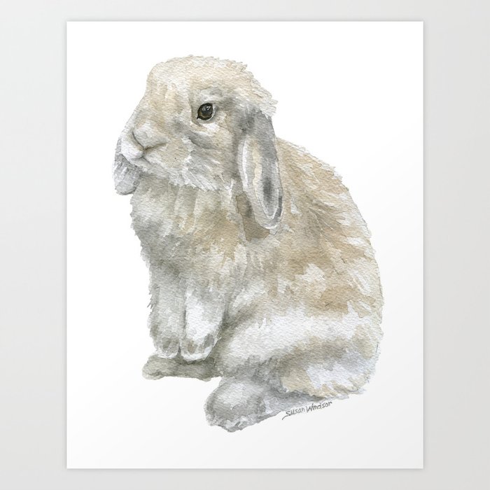 Lop Rabbit Watercolor Painting Bunny Art Print