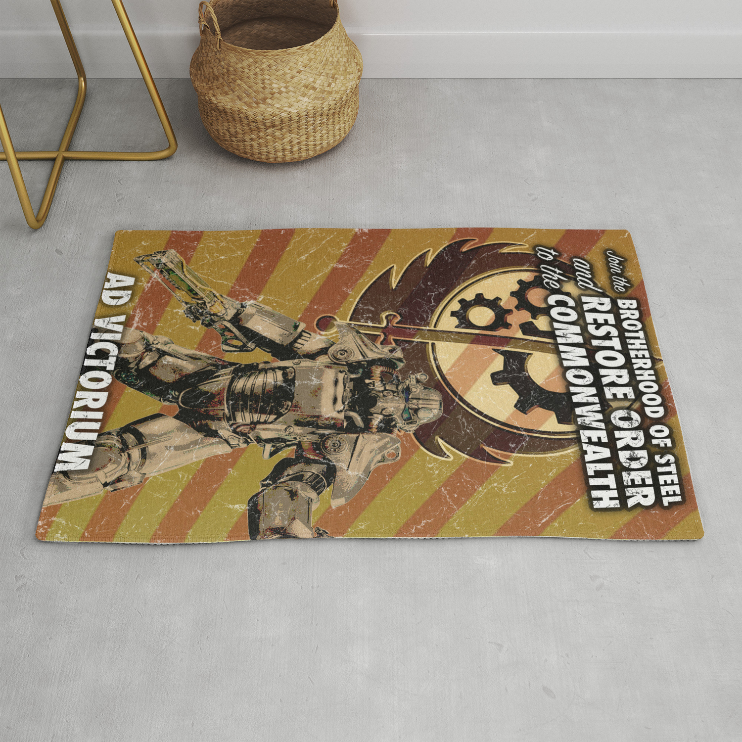 Fallout 4 Brotherhood Of Steel Recruitment Flyer Rug By Glyphz