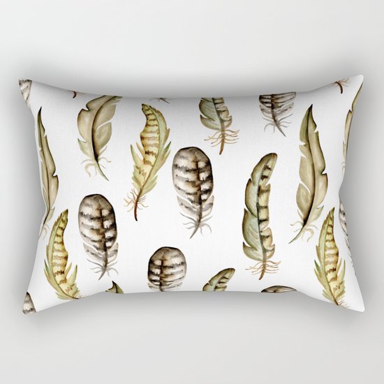 Watercolor feathers Rectangular Pillow