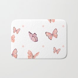 Pink butterflies Bath Mat | Pattern, Butterflies, Primavera, Romantismo, Borboletas, Romanticism, Rosas, Spring, Liberdade, Menina 