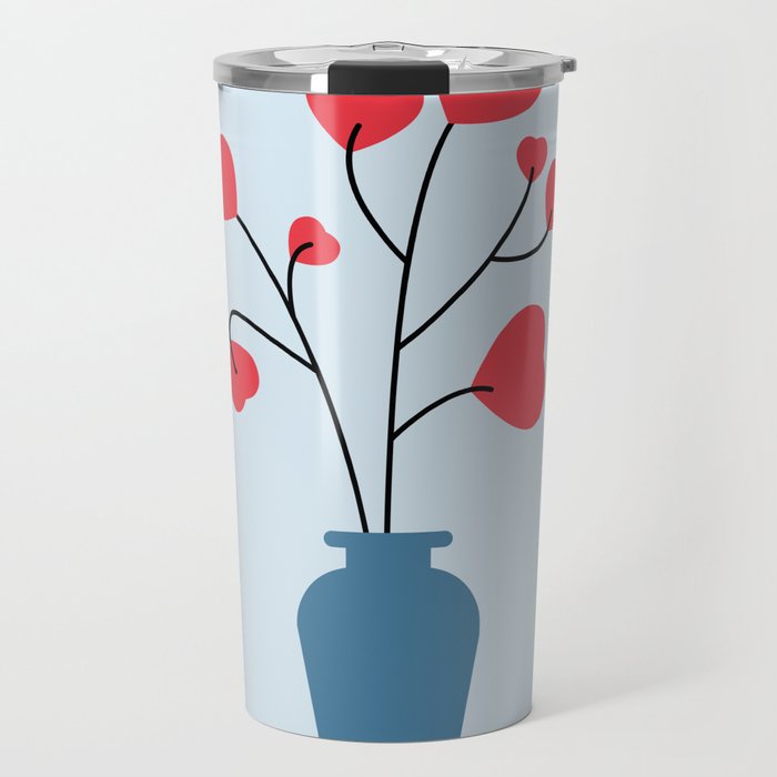 Heart Leaves Abstract Modern Flower Pot Travel Mug