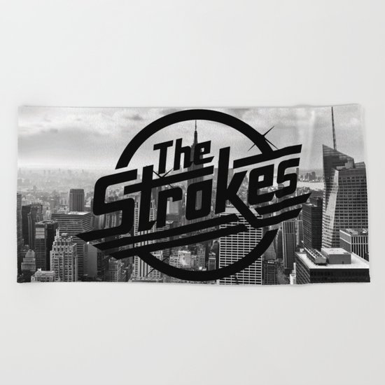 The Strokes Logo New York Black And White Beach Towel