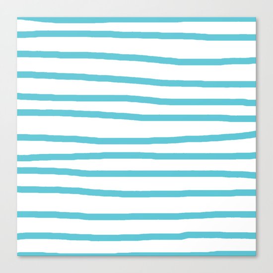 Simply Drawn Stripes in Seaside Blue Canvas Print