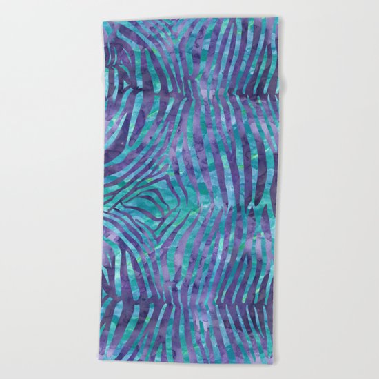Blue Zebra Print Beach Towel