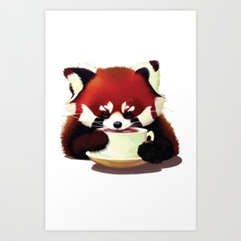 red panda sip no text Art Print | Digital, Redpanda, Coffee, Lovely, Nature, Animal, Kids, Drawing, Sweet, Kawaii 