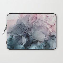 Blush and Payne's Grey Flowing Abstract Painting Laptop Sleeve
