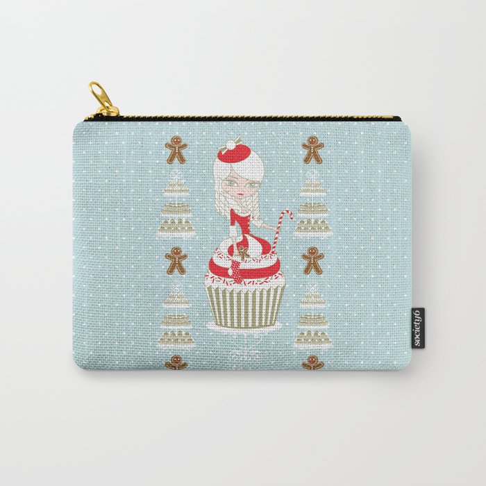 Merry Lady Christmas Cupcake Carry-All Pouch