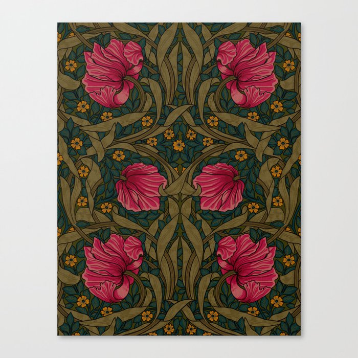 Reconstructed Pimpernel Pattern Sage Pink By William Morris  Canvas Print