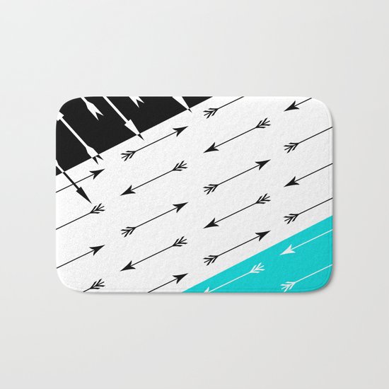 Turquoise black white pattern Boom 2 . Bath Mat