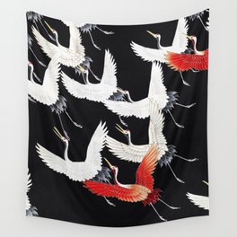 Japanese Flying Cranes Furisode Wall Tapestry