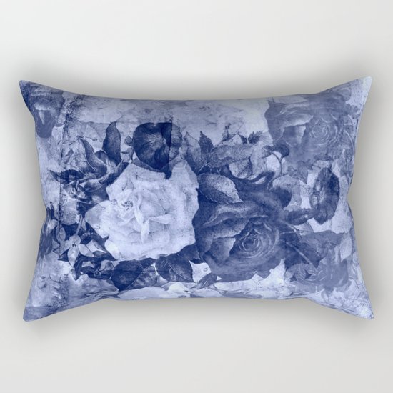 old roses in light blue Rectangular Pillow