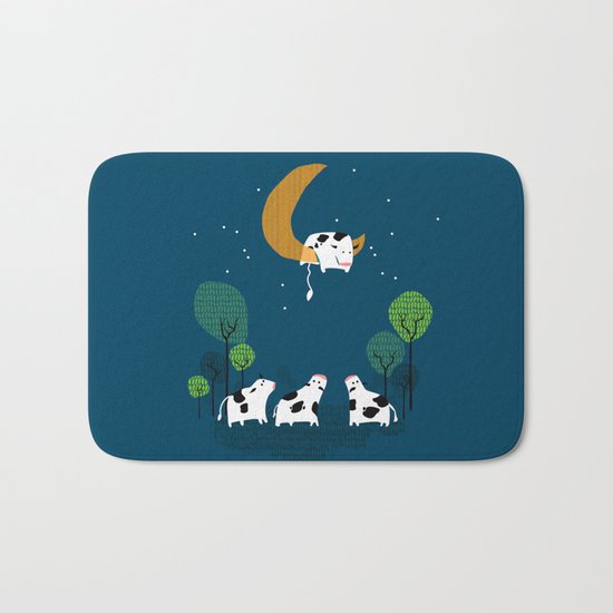 A cow jump over the moon Bath Mat