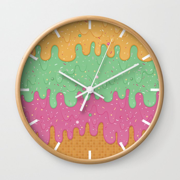 Melting Ice Cream Cone - Rainbow Sherbet Wall Clock by WickedRefined ...