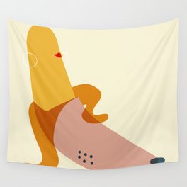 Banana Queen Wall Tapestry | Digital, Colorful, Lady, Simple, Graphic, Minimal, Girl, Queen, Minimalism, Sassy 