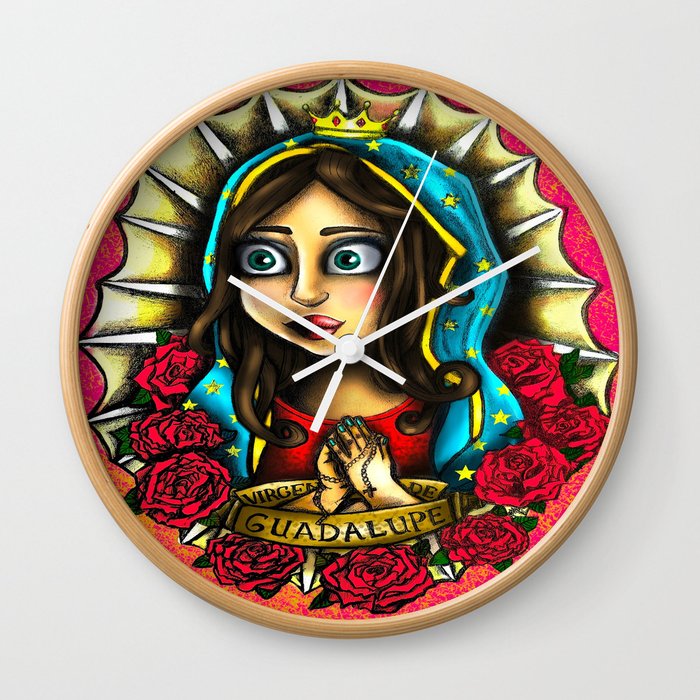 Lady Of Guadalupe (Virgen de Guadalupe) PINK VERSION Wall Clock