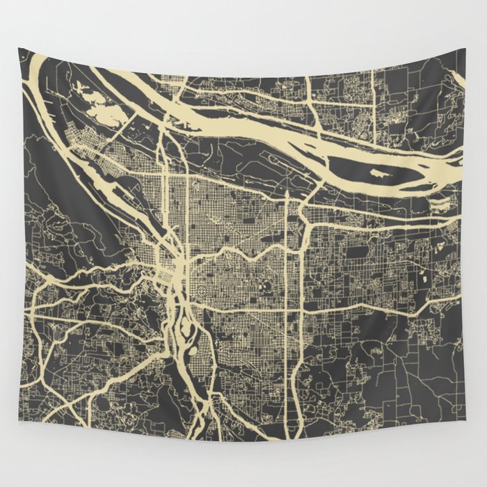 Portland Map yellow Wall Tapestry by Map Map Maps  Society6