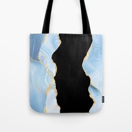 Blue & Gold Glitter Agate Texture 02 Tote Bag