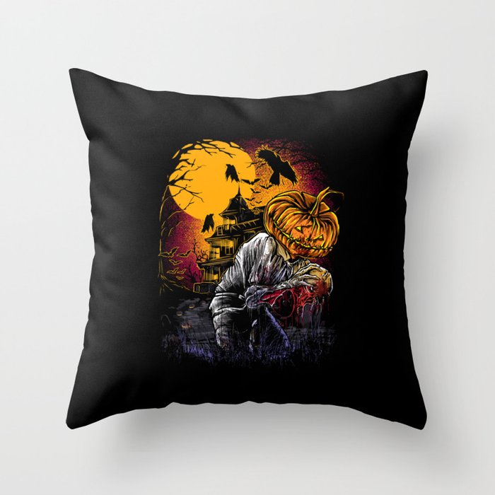 Horrific Halloween Nightmare Scene Throw Pillow