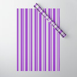 [ Thumbnail: Light Gray & Dark Orchid Colored Striped/Lined Pattern Wrapping Paper ]