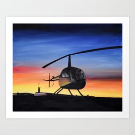 R44 Helicopter Sunrise Art Print