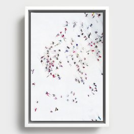 Aerial shot of skiers Framed Canvas