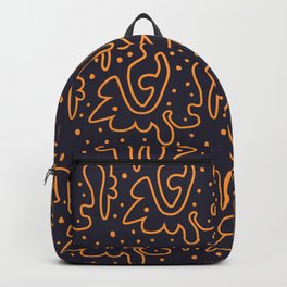 Opusculum of Fruit Backpack | Digital, Organic, Blue, Orange, Lines, Circle, Pattern, Drawing, Dots, Pop Art 