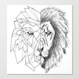 "Half Geometric Lion Head" Canvas Print