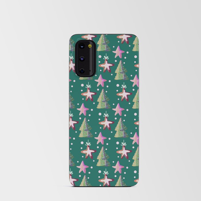 Christmas Pattern Watercolor Tree Star Ornaments Android Card Case