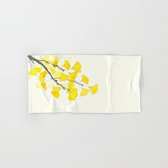 Golden Ginkgo Leaves Hand & Bath Towel