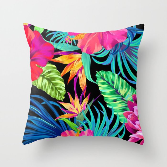Drive You Mad Hibiscus Pattern Throw Pillow