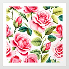 Cottage Roses Art Print