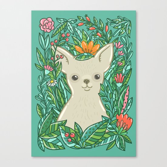 Chihuahua in the flowers Canvas Print
