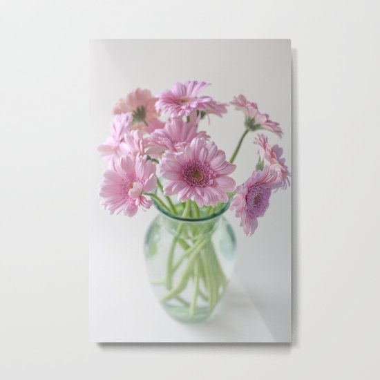 Pink Gerberas In A Vase Metal Print
