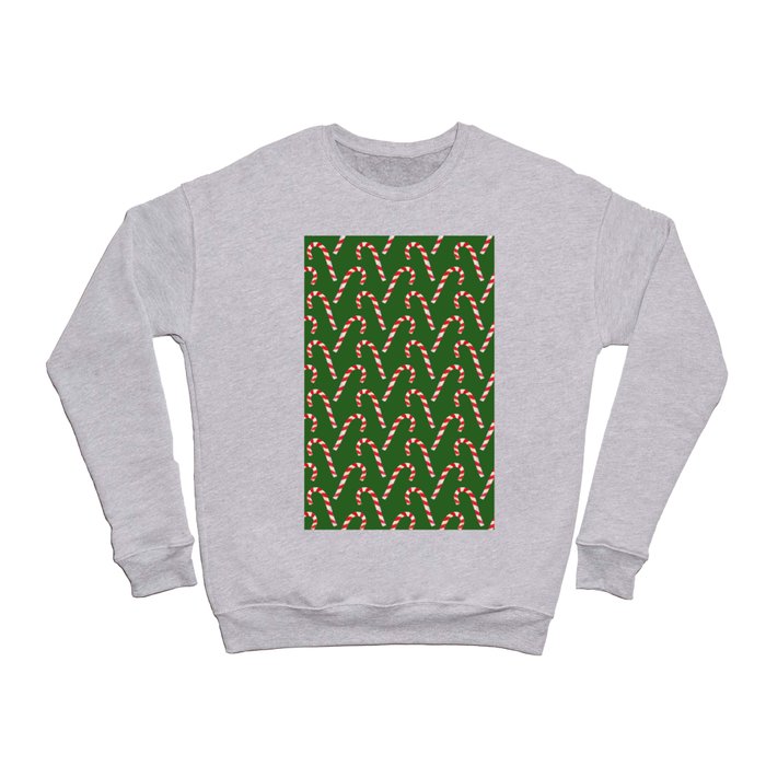 watercolor candy cane seamless pattern on green background Crewneck Sweatshirt