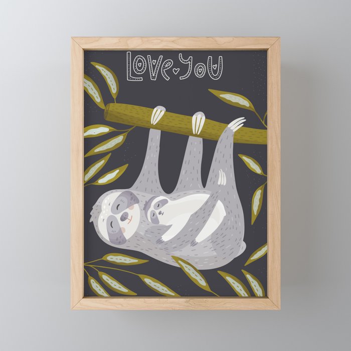 Love you – Sloth Framed Mini Art Print