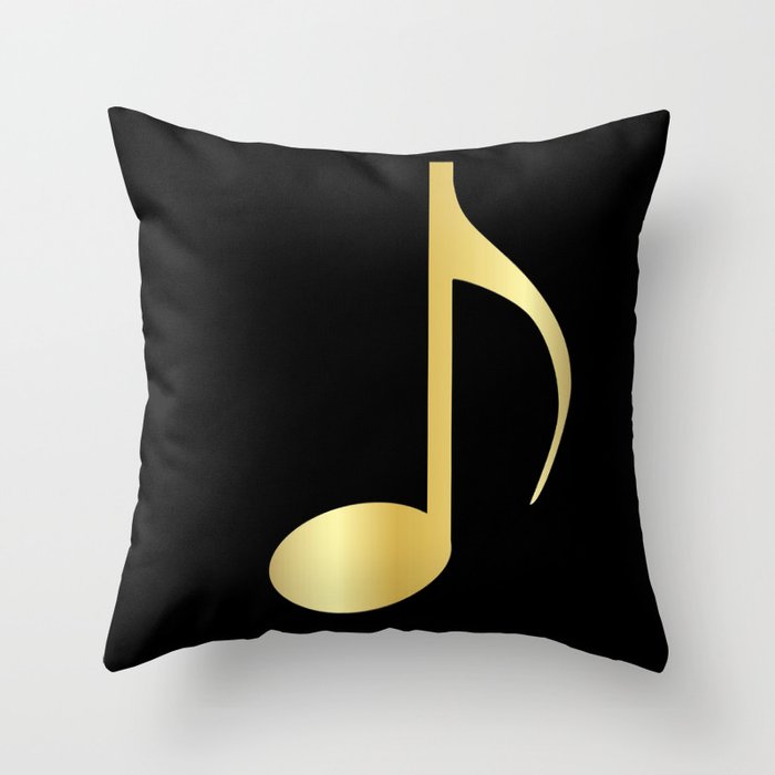 Golden Music Note Throw Pillow