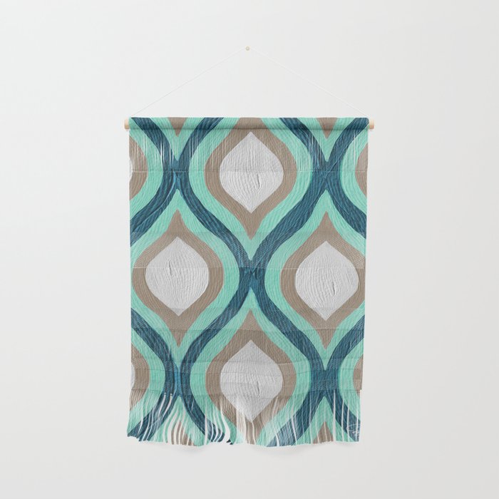 Optical Waves – Teal & Turquoise Wall Hanging