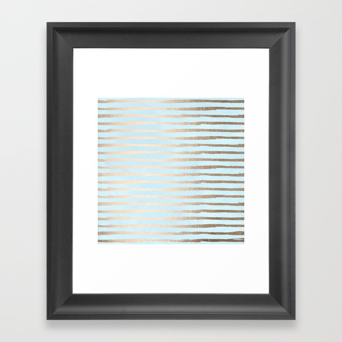 Abstract Stripes Gold Tropical Ocean Sea Turquoise Framed Art Print