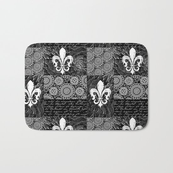 Black and white lace Bath Mat