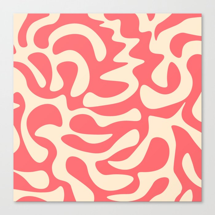 Abstract Mid century Modern Shapes pattern - Pink Canvas Print