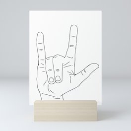 Sign Language 'I Love You' Line Art Mini Art Print