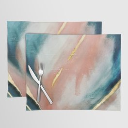 Celestial [3]: a minimal abstract mixed-media piece in Pink, Blue, and gold by Alyssa Hamilton Art Placemat