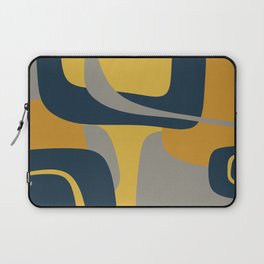 Midcentury Modern Abstract 2 in Mustard, Navy Blue, and Gray Laptop Sleeve
