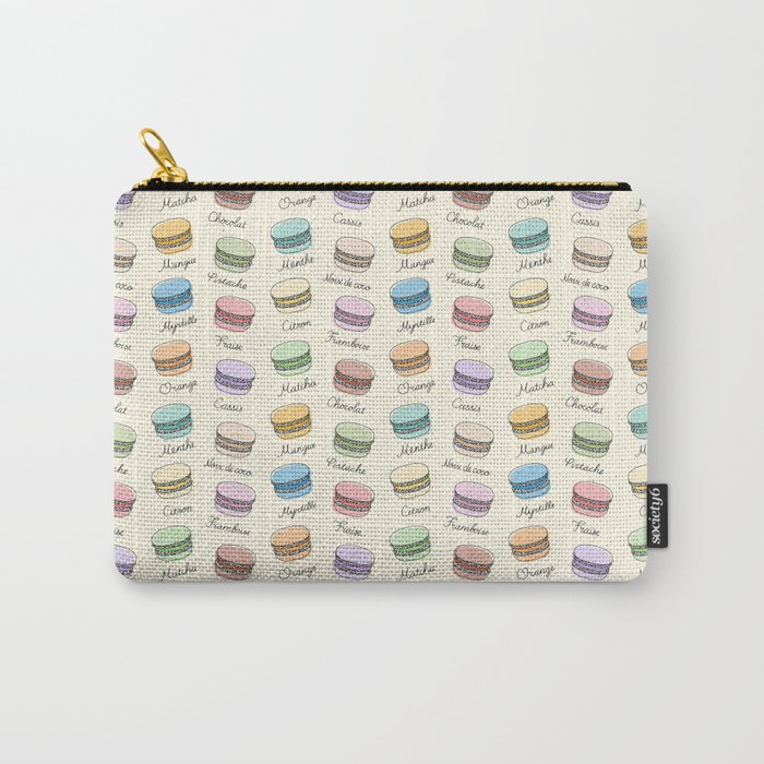 French Macarons Pattern on Vanilla Carry-All Pouch