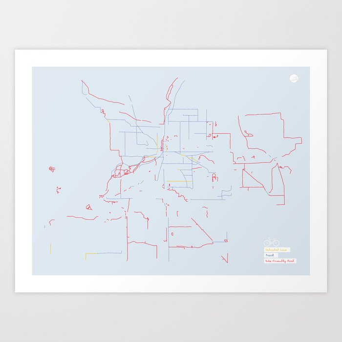 Grand Rapids Bike Path Map Art Print